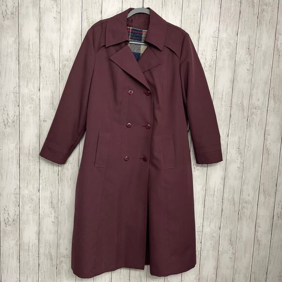 Vintage ILGWU Purple Long Sleeve Button Front Lined Warm Trench Style Coat - Picture 1 of 10